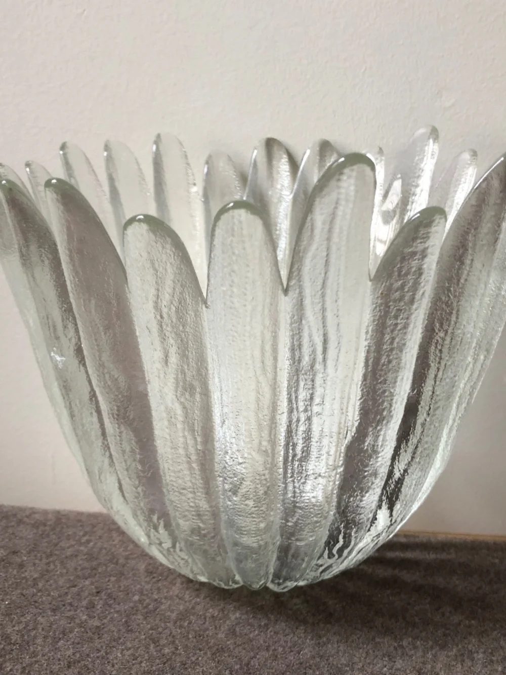 Vintage 1960s Holmegaard Textured Glass Petal Bowl Designed by Sidse Werner